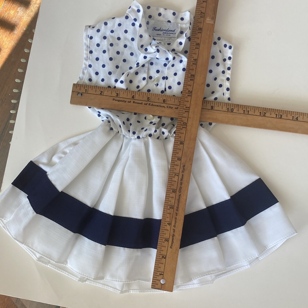 Vintage 80s navy and white nautical dot dress size 2T - Picture 6 of 9